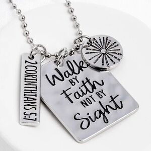 🩶🙏🩶 “SUNSHINE SIGHT” - SILVER "WALK BY FAITH" DOG TAG STYLE NECKLACE PAPARAZZI❗️